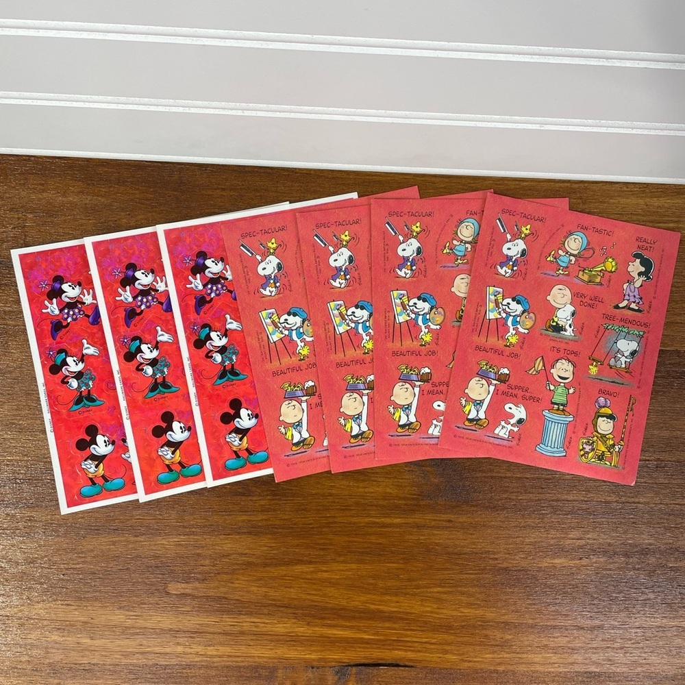 60 Mickey Mouse and Charlie Brown Stickers